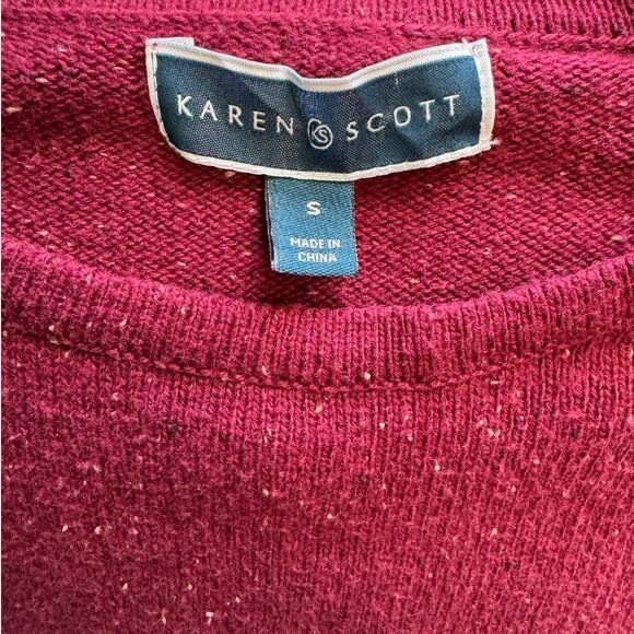 Karen Scott Maroon Confetti Knit Pullover Sweater Women's Small - Picture 10 of 10